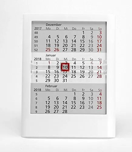 HiCuCo 3-Monats-Tischkalender für 2 Jahre (2026 + 2027) - Aufstellkalender - TypW1 - Farbvariante Weiß