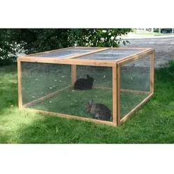 Kerbl Freilaufgehege Vario - 120x120x59 cm, flexibles Design mit 6 Elementen und sicherem Dach für optimalen Schutz von Nagetieren