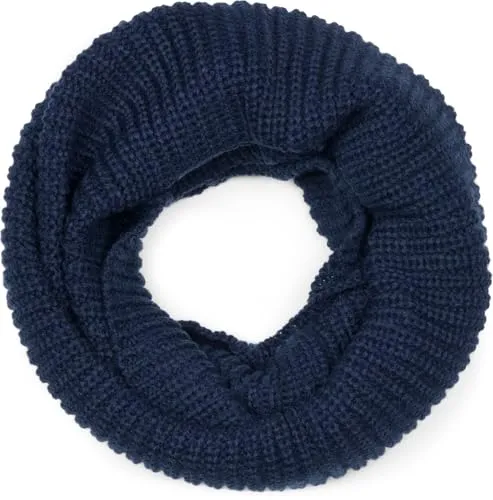styleBREAKER Unisex Feinstrick Loop Schal einfarbig | Weicher elastischer Winter Schlauchschal in Feinripp Optik | Warmer Strick Loop für Damen und Herren, Midnight-Blue
