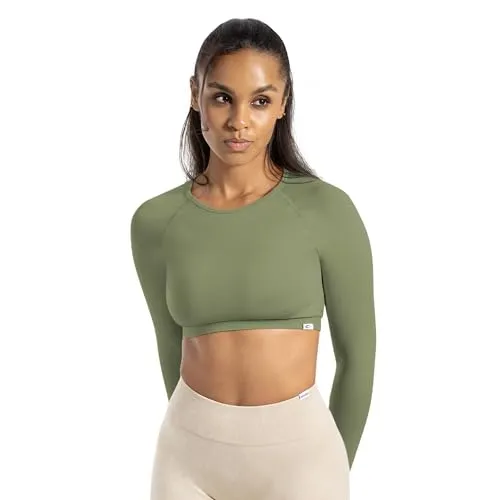 SMILODOX Longsleeve Damen Bethy, Seamless Cropped, elastisch und atmungsaktiv, kurzer Schnitt für Bewegungsfreiheit, Trainingsshirt, strapazierfähig und komfortabel, optimal für Pilates, Yoga und Gym