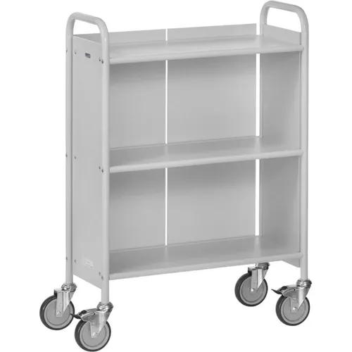Fetra Bürowagen 4871, lichtgrau - Mobiler Aktenwagen mit 3 Ablageböden - Akten- & Hängeregistraturwagen, stabil und langlebig mit 4 elastischen Lenkrollen, ideal für flexibles Arbeiten im Büro. Made in Germany.