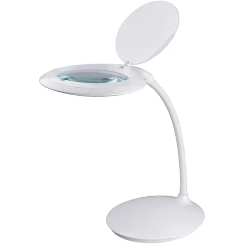 SEMPLIX LED Tischleuchte mit großer Lupe und 60 LEDs - Ideal für Schreibtisch, Hobby und präzise Arbeiten. Diese dimmbare Lampe mit 12 Watt sorgt für effiziente Beleuchtung und hat eine Lebensdauer von bis zu 50.000 Stunden. Praktische Linse mit Staubschutz für optimale Sicht.