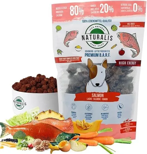 Naturalis 500g Trockenbarf Hund 80% Lachs getreidefrei ohne Zusätze 100% Natur