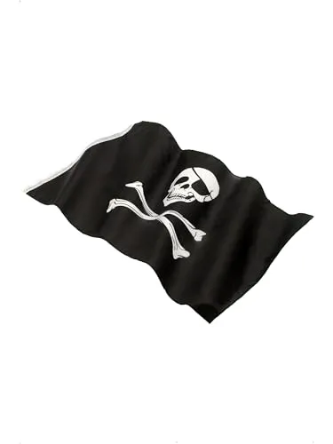 Smiffys Piratenflagge 152x91cm / 5inx3in, Schwarz, mit großem Totenkopfaufdruck Halloween