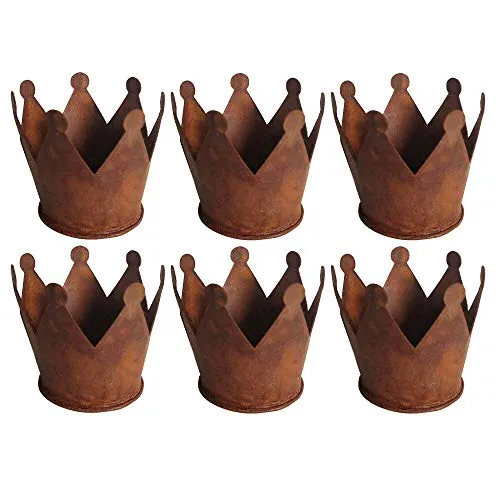 UNUS Krone Rost Ø12 cm im 6er Set - Gartenfiguren: Zeitlose Rostkronen für kreative Dekoration im Garten, Balkon oder Zuhause – wetterfest und frostfest für ganzjährige Nutzung.