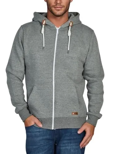 riverso Sweatjacke Herren mit Kapuze Reißverschluss Regular Fit RIVThilo Kapuzenjacke Grau L, Größe:L, Farbe:Grey 2