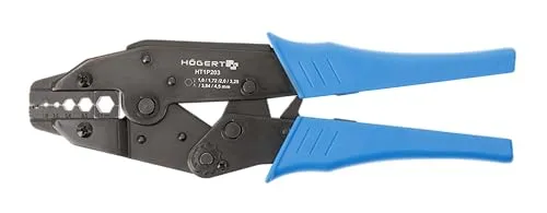 HÖGERT TECHNIK Crimpzange KOAX – 1,0–4,5 mm² – mit Ratschenmechanismus & Presskrafteinstellung – Präzisionswerkzeug für Kabelendhülsen – 225 mm – ergonomisch