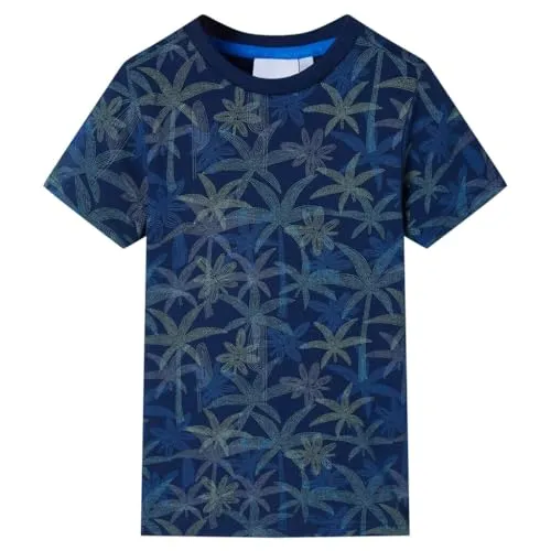 Kinder-T-Shirt Kurzarmshirt Kindershirt Jungen Rundhalsausschnitt Marineblau 128