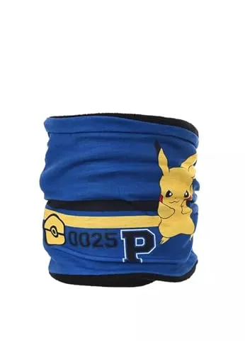 Pokémon Pikachu Kinder Schlauchschal Jungen | Warmer Fleece Loop Schal | Kuscheliger Winter-Schal mit Pikachu Motiv | Weicher Halswärmer für Schule & Freizeit (Blau)