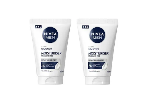 Nivea Men Gesichtspflege Sensitive Gesichtspflegecreme XXL 2 x 100ml Vitamin E Panthenol, 2-tlg., intensive 24-Stunden-Hydratation
