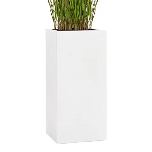 Pflanzwerk® Pflanzkübel Fiberglas Weiss Tower 100x50x50cm – Frostbeständig und langlebig - Hochwertiger Pflanzkübel aus Fiberglas mit Lotus-Effekt. Ideal für Indoor & Outdoor, frostbeständig und UV-geschützt. Perfekte Lösung für Ihre Pflanzen mit optimalem Wasserablauf!
