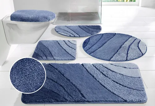 my home Badematte Josie - Rutschhemmender Badvorleger mit Wellen-Motiv - Badematte mit trendigem Wellen-Motiv, rutschhemmend, schnell trocknend und pflegeleicht, ideal für ein gemütliches Badezimmer.