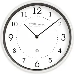 Miraval Design Funk-Wanduhr mit Kunststoffgehäuse 250 mm geräuschlos - 4-MV1624-2 - Weiß