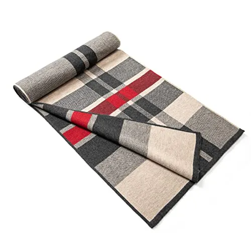 Lindoro Merino Wollschal für Herren, Warme, Leichte Tartan-Plaid-Winter-lange Schals mit Geschenkbox (Kamel)