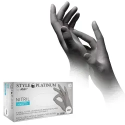 Style Platinum Nitrilhandschuhe, puderfrei, silbergrau 01174-S , 1 Karton = 10 Packungen à 100 Stück, Größe S