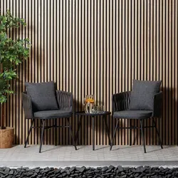 Homestyle4u 2445, 3-teiliges Gartenmöbel-Set - Gartenmöbel-Set aus Rattan Grau, ideal für Balkon und Terrasse, mit bequemem Kissen und platzsparendem Design für kleine Außenbereiche.