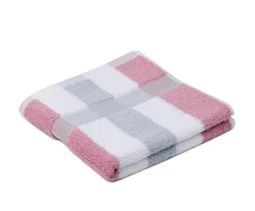 liebling Handtuch, 100% hochwertige Baumwolle, Serie Miami, 50 x 100 cm, waschbar & trocknergeeignet, Farbe: Altrosa/weiß/Silber