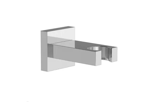 CHRIS BERGEN Brausehalter aus Messing in Chrom und Schwarz matt - Brausegarnituren: Hochwertiger Brausehalter aus Messing mit eckigem Design, ideal für Stabhandbrausen und Duschköpfe, inklusive transparentem Inlet zum Schutz.