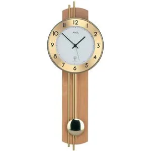 AMS Wanduhr 5266/18 Funkuhr mit Pendel in beige von AMS