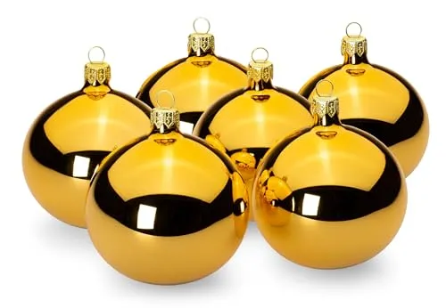 SIKORA Essentials Klassische Christbaumkugeln aus Glas in gold von SIKORA
