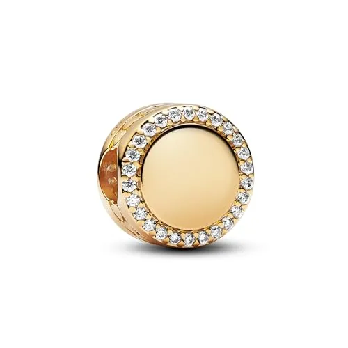 Pandora Moments Gravierbarer Funkelnder Knopf Charm - Bead Charms für Damen, personalisierbar mit Gravur und funkelndem Pavé, ideal als bedeutungsvolles Geschenk oder für dich selbst.