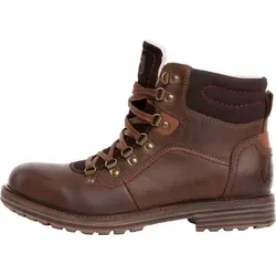 Nebulus Herren Winterstiefel TOWER – warme Lederstiefel in hellbraun-rot, Größe 47 - Hochwertige Winterstiefel mit 100% Merinowolle für besten Komfort an kalten Tagen. Die praktische Schnürung sorgt für eine optimale Passform. Ideal für Wanderungen und den Alltag.