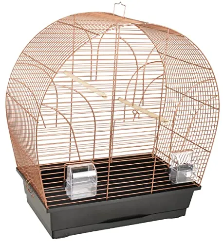 Flamingo Vogelkäfig Sittichkäfig Saga kupfer - Käfige mit eleganter kupferfarbener Optik, ideal für Sittiche und andere kleine Vögel, Maße: 51 cm x 28 cm x 55 cm.