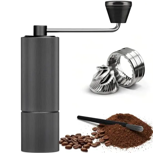 Ruycllo Manuelle Kaffeemühle, Handkaffeemühle mit 30 Einstellbaren Stufen, Kaffeemühle Manuell mit Edelstahl Kegelmahlwerk für Espresso, French Press, Pour Over, 30g Kapazität für Reisen, Camping Büro
