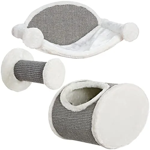 VOSS.pet catfun Hängematte - Kletterstufe, Wandmontage für Katzen, vielseitig als Rückzugsort und Spielparadies mit Plüschbezug und Sisalkratzfläche