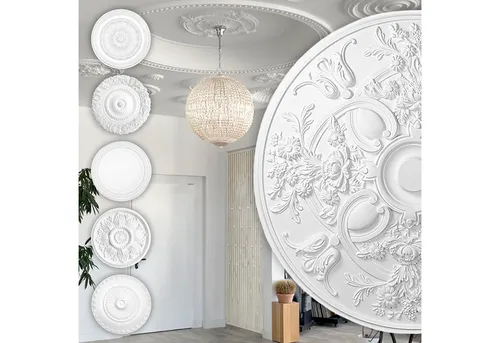 Hexim Perfect Wanddekoobjekt B3004 - Stuckrosette aus PU - Deko-Objekte: Flexible und unkomplizierte Stuckrosette aus leichtem PU, ideal für kreative Wand- und Deckenakzente in jedem Raum.