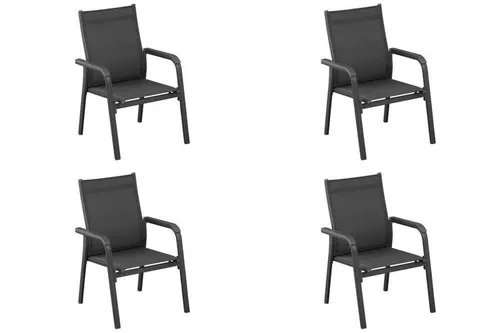 KETTLER Gartenstuhl BasicPlus 4er-Set - Stilvolles 4er-Set Stapelsessel BasicPlus in Anthrazit für Garten, Balkon oder Terrasse. Wetterfest, pflegeleicht und mit robustem Aluminiumgestell, perfekt für entspannte Stunden im Freien.