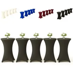 EXKLUSIV HEIMTEXTIL Stehtischhusse für Bistrotisch mit 4 Fußlaschen elastisch Stretch   Ø 60-65x110-120 cm Anthrazit (5 Stück)