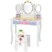 Costway Kinder Schminktisch mit Klappbarem Spiegel & 3 Schubladen Weiß