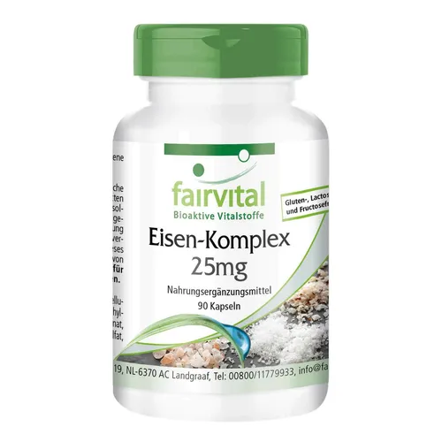 Eisen Komplex 25 mg – 90 vegane Kapseln – hochdosiert– Fairvital