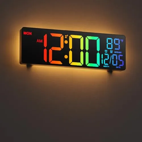 HAITANG 11'' Digitale Wanduhr mit Fernbedienung und Dual-Alarm