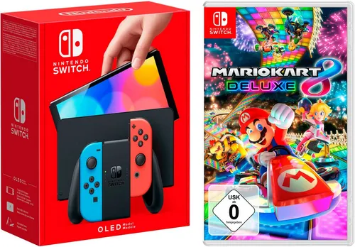 Nintendo Switch OLED Neon + Mario Kart 8 Deluxe