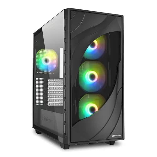 Sharkoon PC Gehäuse Rebel C80G RGB ATX schwarz - PC-Gehäuse mit RGB-Beleuchtung, bietet hervorragende Kühlung und Platz für leistungsstarke Hardware.