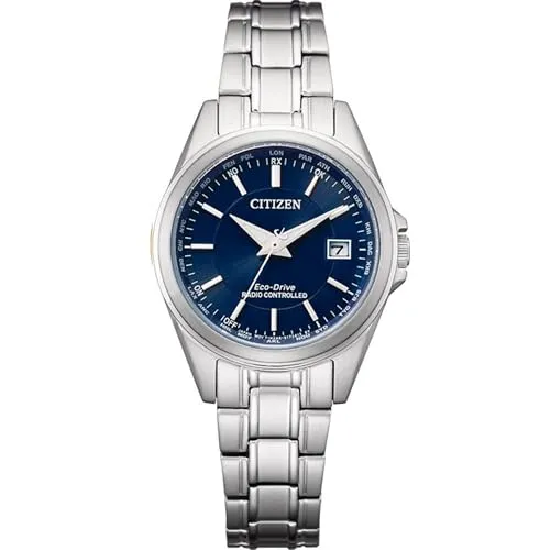 CITIZEN Damen Analog Quarz Uhr EC1180-81L - Elegante Damen Armbanduhr in Silber-Blau aus Edelstahl mit Eco Drive Technologie und 10 bar Wasserdichtigkeit – perfekt für Schnorcheln und Schwimmen.