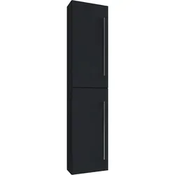 VCM Bad-Hängeschrank Badinos 914889 - Matt Schwarz, 33 x 150 x 22 cm - Bad-Hochschrank mit 4 Fächern und 2 Türen für optimalen Stauraum. Aus feuchtigkeitsbeständigem MDF, ideal für Badutensilien. Inklusive Wechselbarem Türanschlag und Aluminiumgriffen.