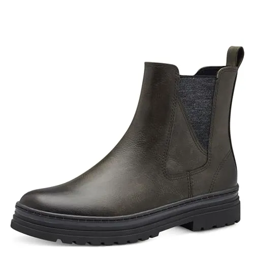 MARCO TOZZI Damen Chelsea Boots Flach mit Reißverschluss, Grün (Khaki) - Wanderschuhe mit innovativer Futtertechnologie für hohen Tragekomfort und optimale Passform – ideal für Alltag und besondere Anlässe.