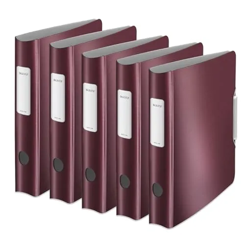 LEITZ Aktenordner Active Style 180 Grad 6cm granat rot - Ordner für A4 mit 180 Grad-Mechanik für einfaches Handling, schmutzabweisend und langlebig, ideal für effizientes Arbeiten und Organisation.