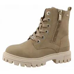TOM TAILOR Schnürboots mit Zierreißverschluss außen in Beige - Modische Wanderschuhe in Größe 33, atmungsaktiv und wasserabweisend, ideal für Abenteuer und Alltag.