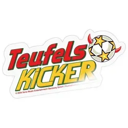 Spreadshirt Teufelskicker Schriftzug Mit Fußball Sticker Aufkleber, 10 x 10 cm, Transparent glänzend - Transparent