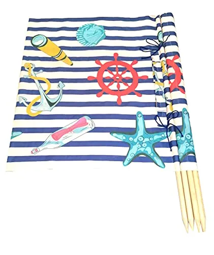 Aves-24 Windschutz 5m für Strand Garten See Meer SICHTSCHUTZ Wind Zaun Schutz Blickschutz Camping (23. Maritime)