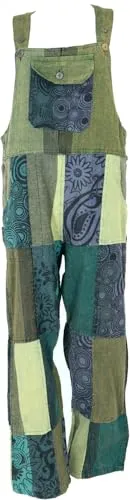 GURU SHOP Patchwork Latzhose Unisex Boho Overall in grün von Guru-Shop