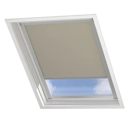Radeco® Dachfenster verdunkelungsrollo für Velux M04/304/1 Taupe mit Führungsschiene, Rollo für dachfenster, velux dachfenster Rollo, verdunklungsrollo für velux.
