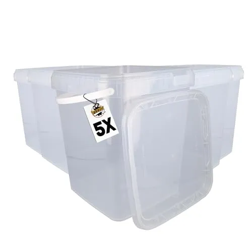 FixedByU Putzeimer Set – eckige Kunststoffeimer mit Deckel (5-tlg.) - Praktisches Eimer-Set aus lebensmittelechtem PP, ideal für die Lagerung von Lebensmitteln und Non-Food. Luftdicht und stapelbar, mit ergonomischem Griff für einfachen Transport.
