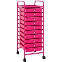 Costway Rollwagen mit Schubladen – Vielseitiger Badrollwagen in Hot Pink