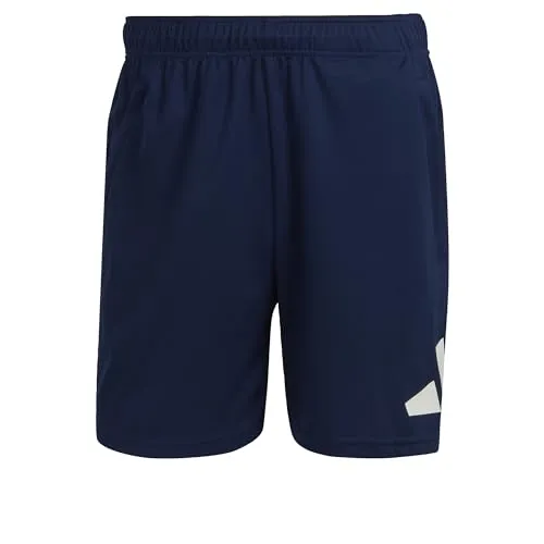 adidas Herren Train Essentials Logo Training Shorts, Dunkelblau/Weiß, M 7 Zoll - Trainingsbekleidung mit regulärer Passform und elastischem Bund, aus 100 % recyceltem Polyester für nachhaltigen Komfort und AEROREADY Technologie für Feuchtigkeitsmanagement.