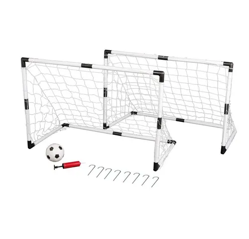 Idena Fußballtor 40465 Mini-Fußballtor-Set - 2 Mini Fußballtore aus robustem Kunststoff, inklusive Ball und Pumpe. Ideal für Kinder ab 6 Jahren, fördert Spiel und Bewegung im Freien.